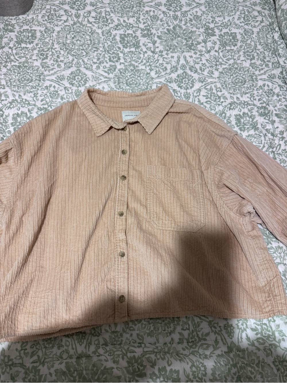 American Eagle Outfitters Beige Corduroy Button-Down Jacket